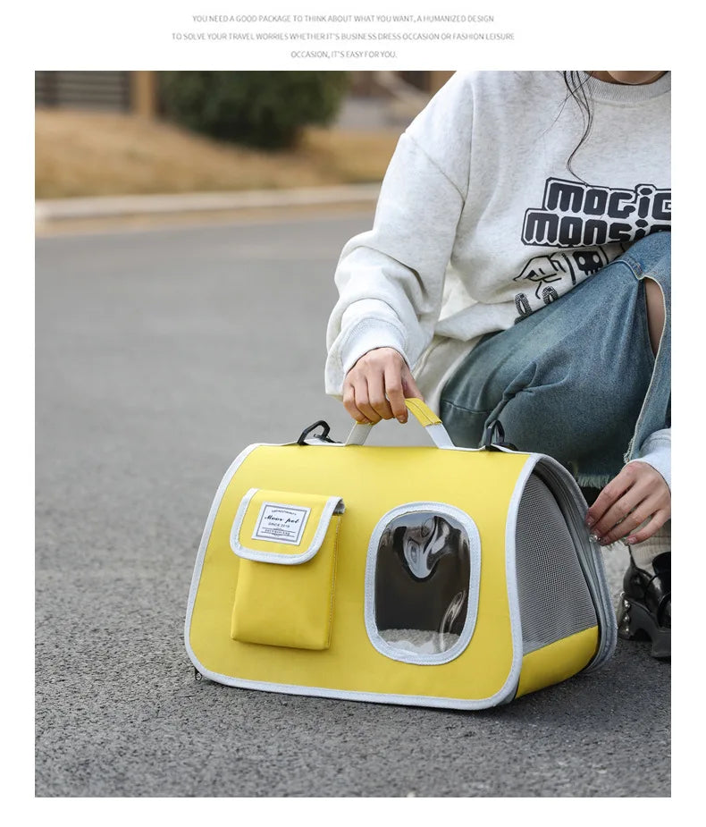 Portable Pet Carrier Bag for Small Dogs Cats Outdoor Foldable Cat Bag  Mesh Breathable Cat Shoulder Bag Kitten Carrying Bag
