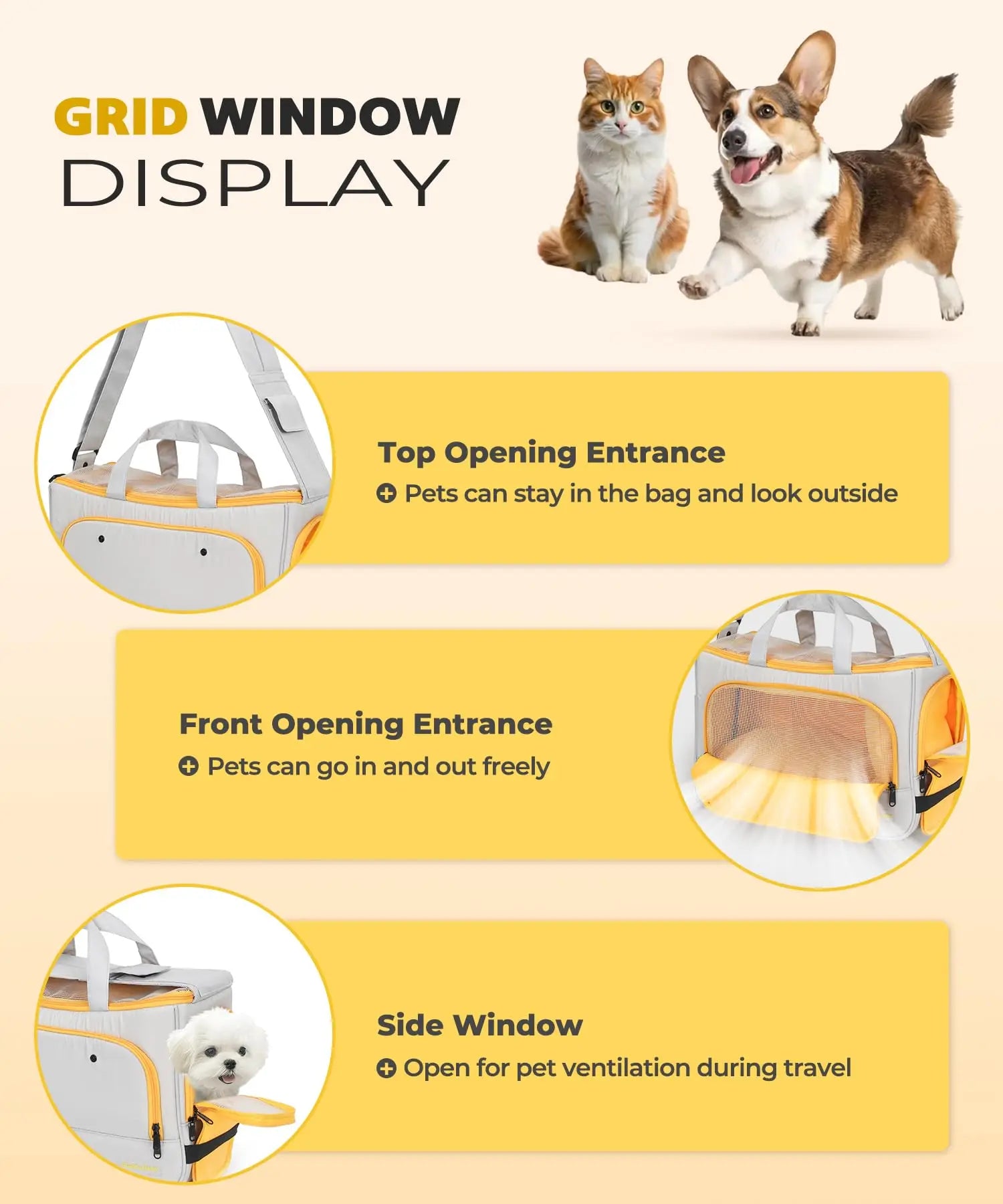 Pet Travel Carrying Bag Crossbody Bag Portable Puppy Pet Bag Handbag with Adjustable Shoulder Strap Small Pet Supplies