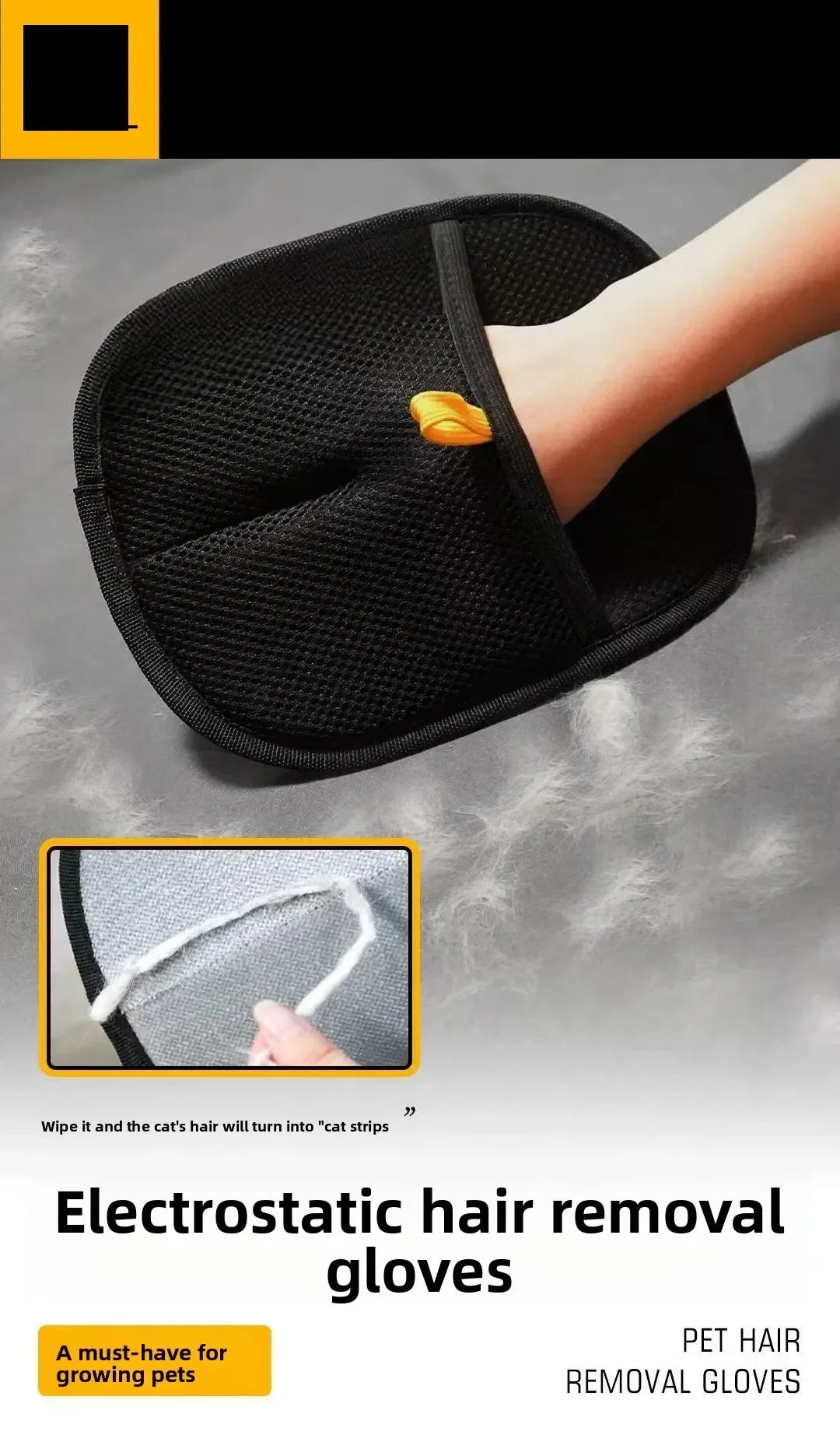 Pet Grooming Gloves Dog Grooming Equipment Anti-static Pet Hair Removal Brushes for Cats and Dogs on Clothes Sofas Carpets Etc.