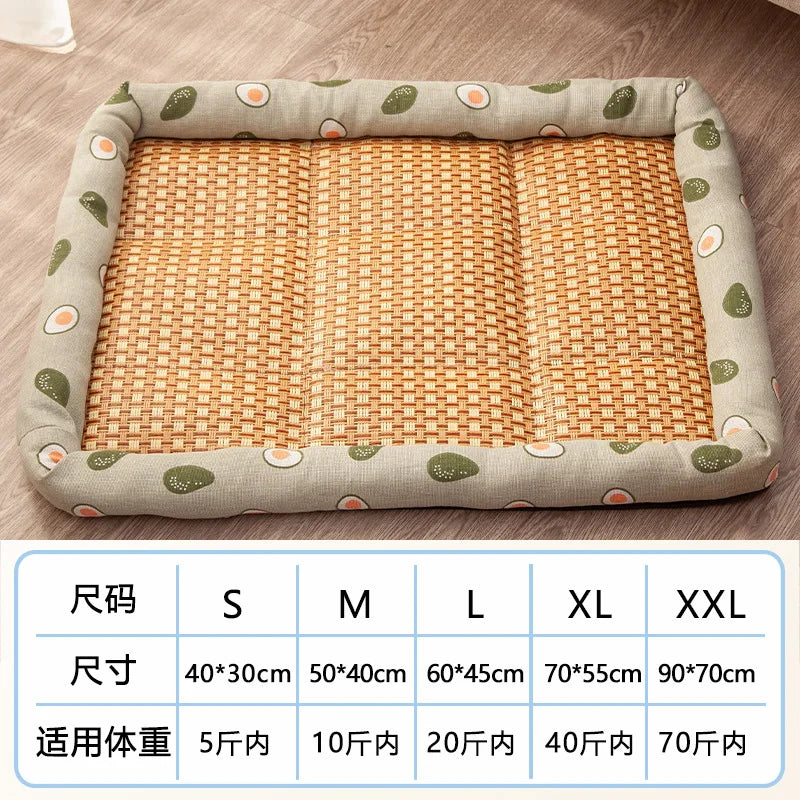Pet Cat Beds Summer Pet Cooling Mat Pad Lightweight Breathable Rattan Pet Bed Cooling Ice Nest for Small Animal Dogs Mat