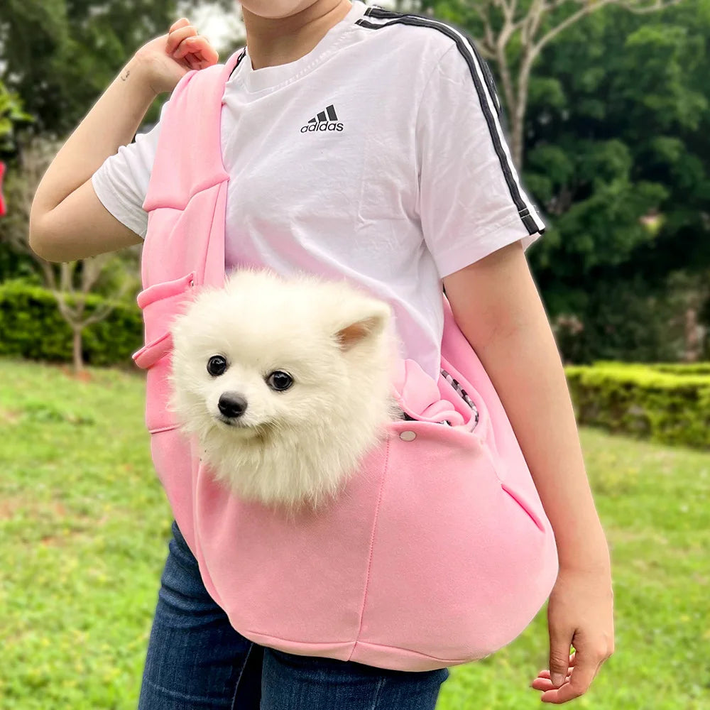 Pet Sling Carrirer Bag for Small Dogs Cats, Cross Shoulder Canvas Carrying Bags Fits Puppies Teddy Chihuahua for Walking Travel