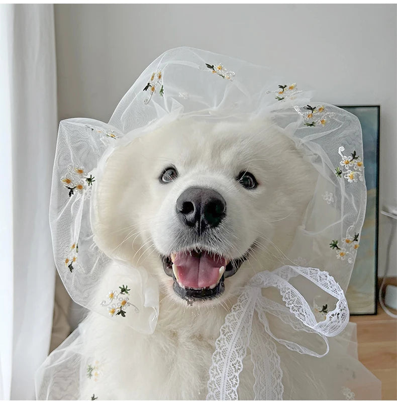 Dog Dress Breathable Wedding Party Clothes Dress Skirt for Small Medium Large Dogs Hat Headdress Pet Wedding Elegant Accessories