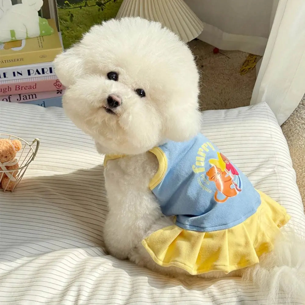 1 Pc Fashion Printed Design Thin Strap Dogs Vest Comfortable Fabric Small Pet Dress Spring Summer Puppy Wearing Costume