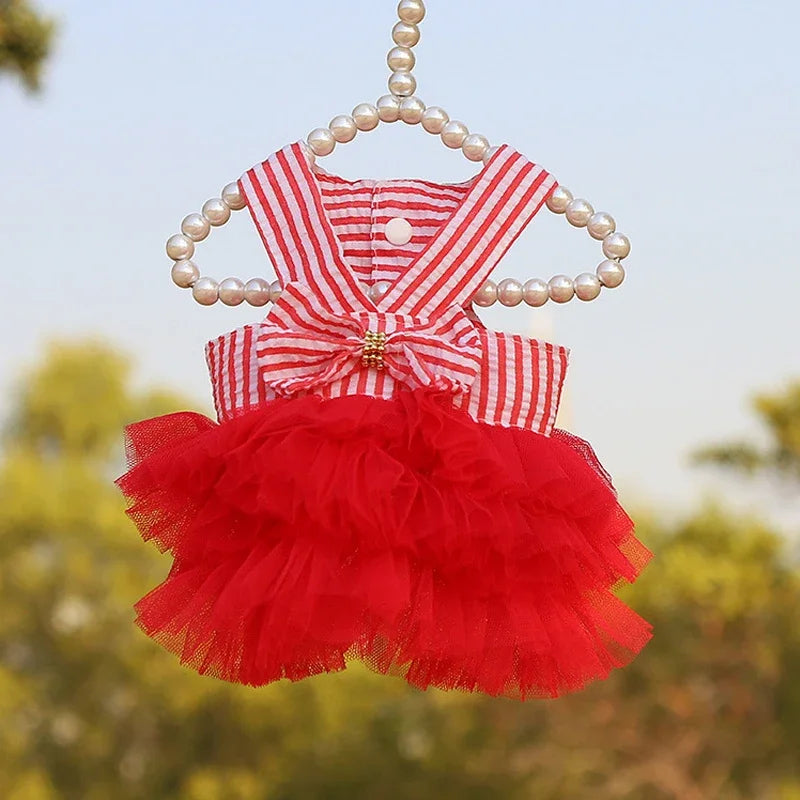 Dog Summer Dress Pet Cat New Pink Tulle Dress Girl Jean Dress Skirt Puppy Go Out Clothes For Small Medium Dogs