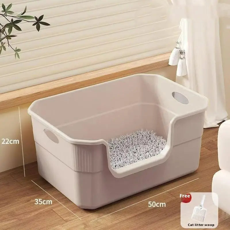 Large-Sized Litter Box For Cats Anti-Splash Semi-Enclosed Open Cat Toilet Cat Supplies