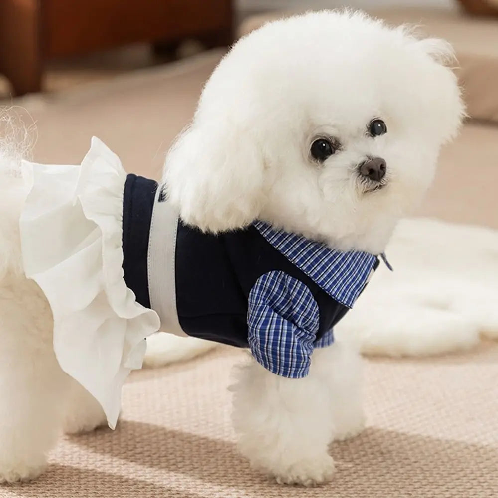 Pet Supplies Soft Cat Bowknot Dress Cute Preppy Style Pet Princess Skirts Breathable Shirt Collar Dog Shirt Dress Pet Party