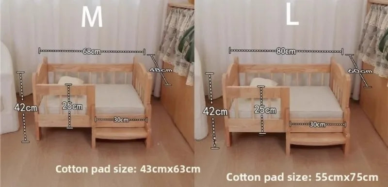 Pet Bed Moisture-proof Solid Wood Fence Cat Dog Nests Canvas Detachable Washpad Household Pet Furniture Supplies Decoration Beds