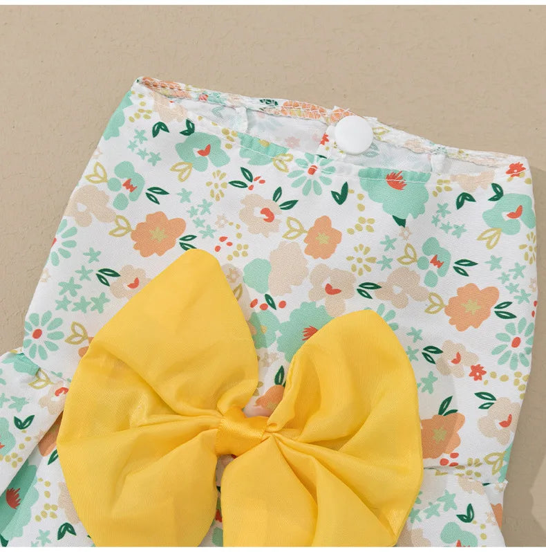 Pet clothing dress dog clothing dog print bow cartoon cute princess dress