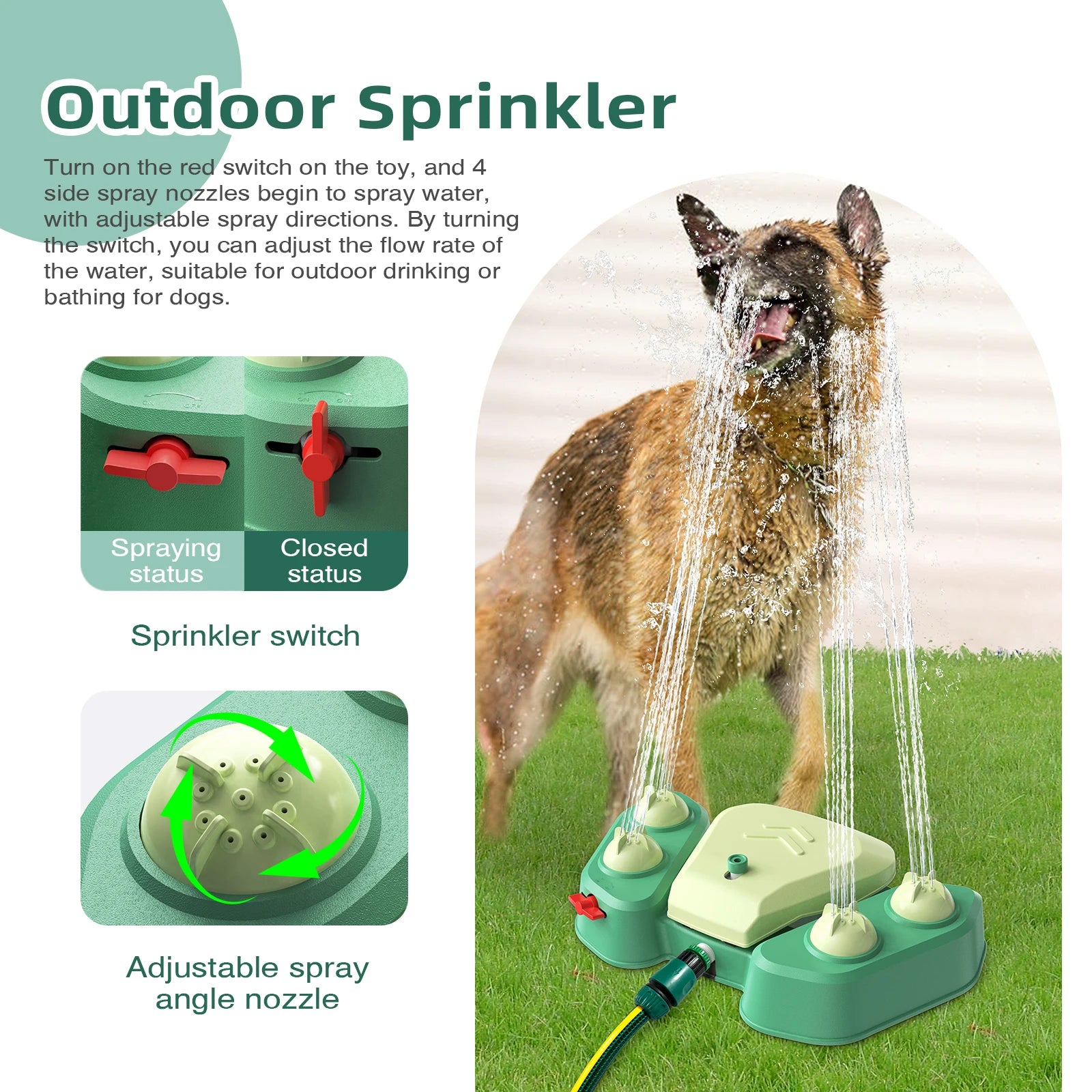 Outdoor Water Sprinkler for Pet, Water Sprinkler for Dogs, Easy Large or Small Pet, Drinking Playset, Dogs Toys for Summer Water