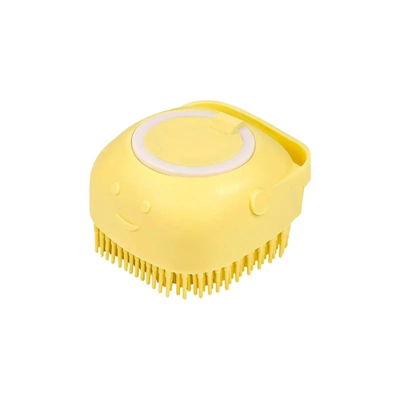 Pet Grooming Bath Massage Brush With Soap And Shampoo Dispenser, Soft Silicone Bristle For Long Short Haired Dogs Cats Shower