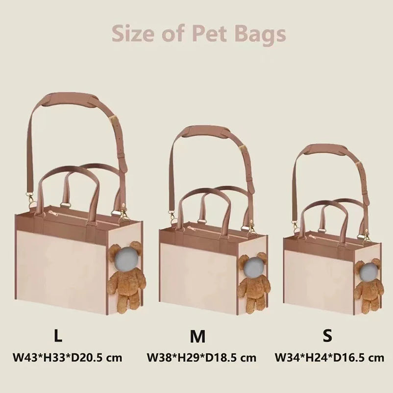 Pet carry bag Pet bag Creative fashionable handbag One-shoulder tilt straddle tote cat bag Small dog brown bear bag