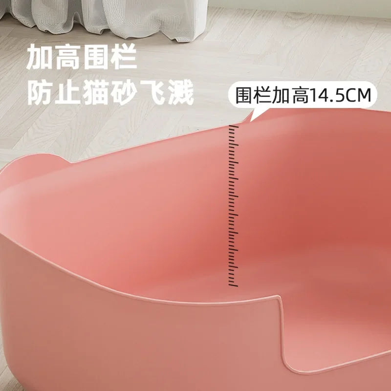 Large Cat Litter Box Semi-enclosed High-fenced Pet Toilet Anti-splash Integrated Open Cat Fecal Basin