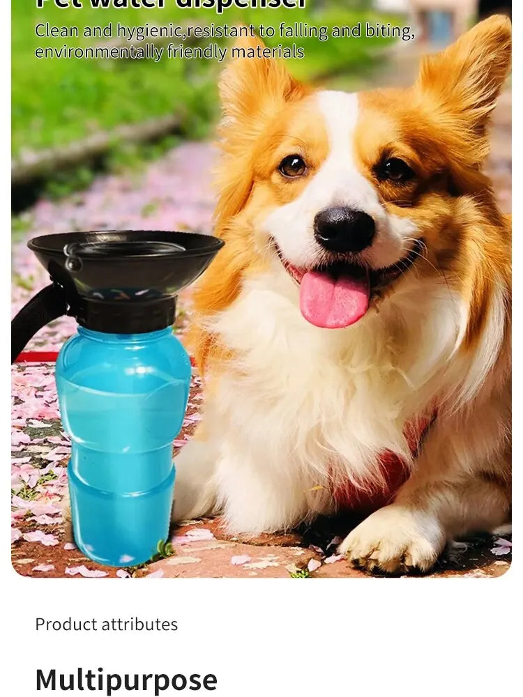500ml Outdoor Portable Pet Dog Water Bottle Extrusion Large Dog Travel Water Cup Drinking Water Feeder Bowl for Dog Cat