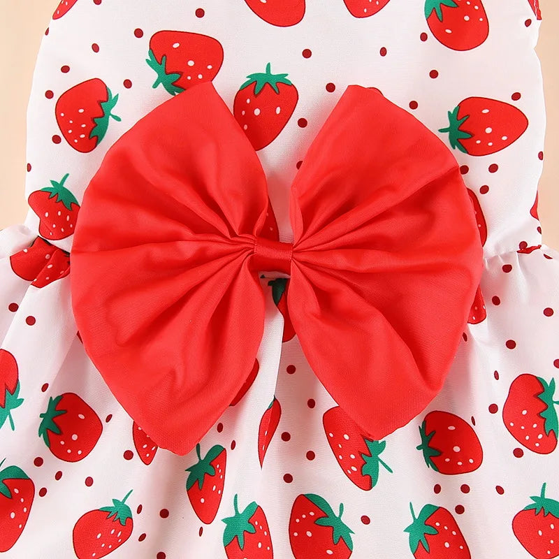 Thin Pet Dress for Dogs Cats - Cute Floral Print Princess Dress with Bow, New Style Puppy Skirt for Teddy Small Pets