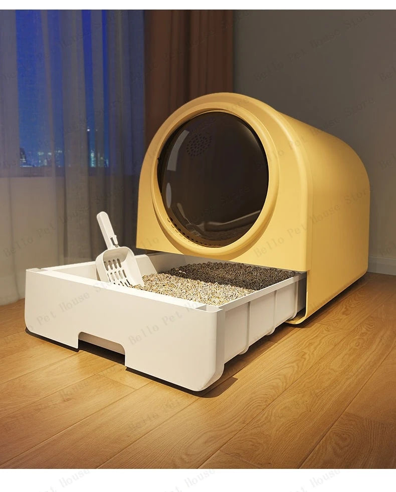 Fully Enclosed Odor-proof Drawer-style Cat Litter Box Extra-large Splash-proof Cat Toilet Space Capsule Cat Litter Box