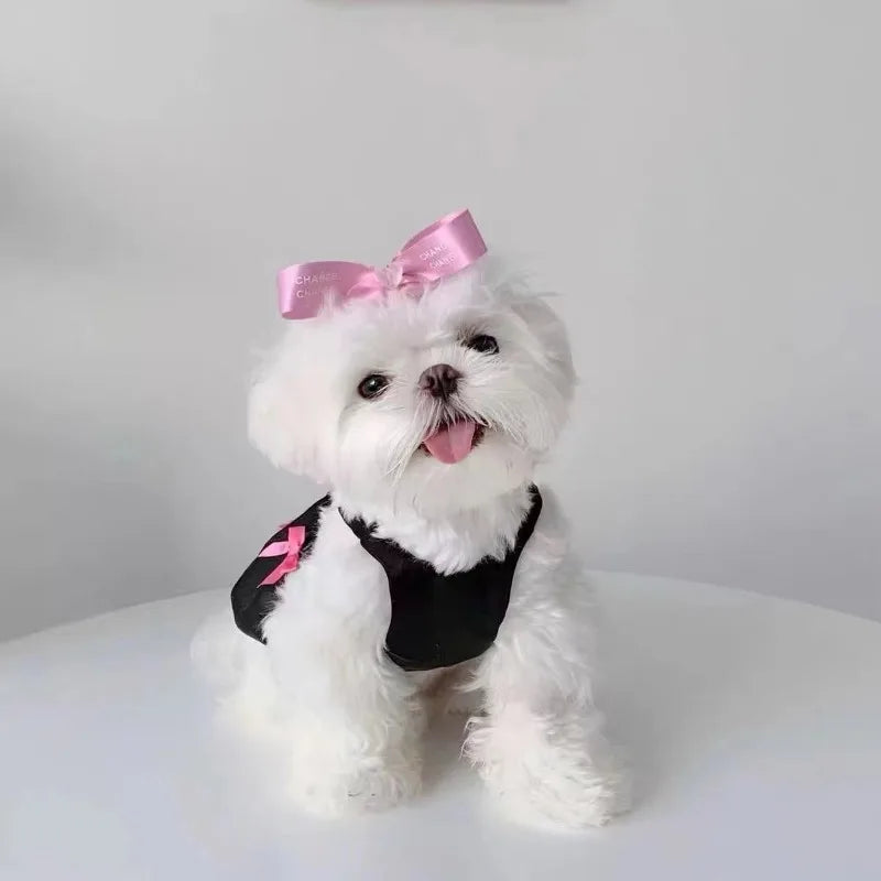 Pet Dog Dresses Princess Wind Flowing Light Gauze Dog Summer Bow Strap Skirt Sling Dress Breathable Thin TeddyPet Dog Clothes
