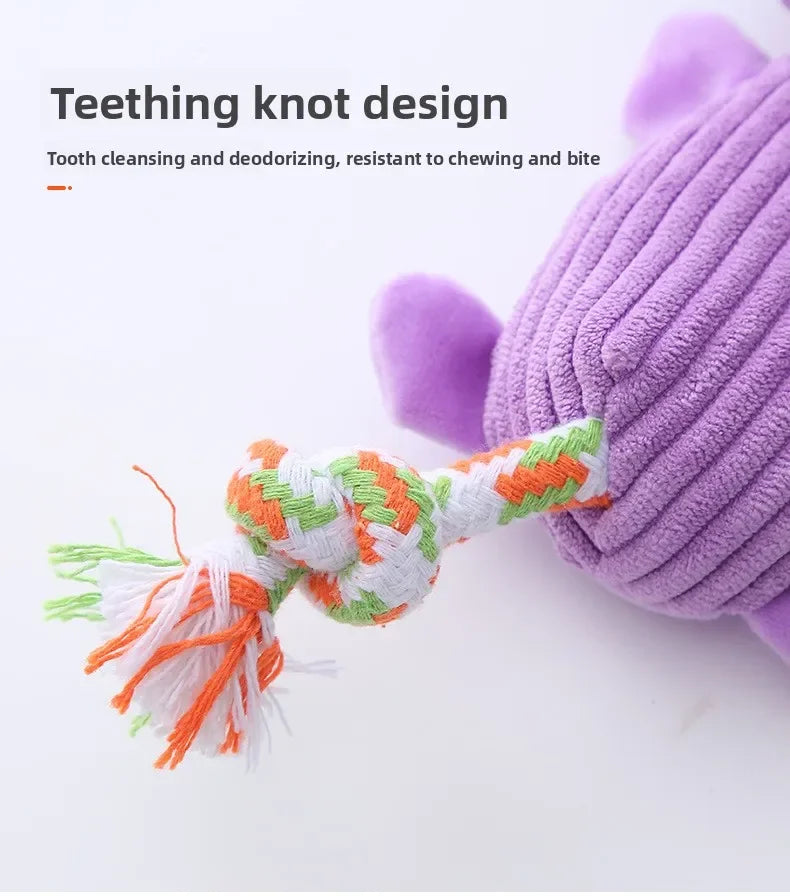 Plush Squeaky Dog Toys with Knotted Tails Soft Animal Chew Toys for Puppies Teething Safe Fun Interactive Play Pet Molar Toy