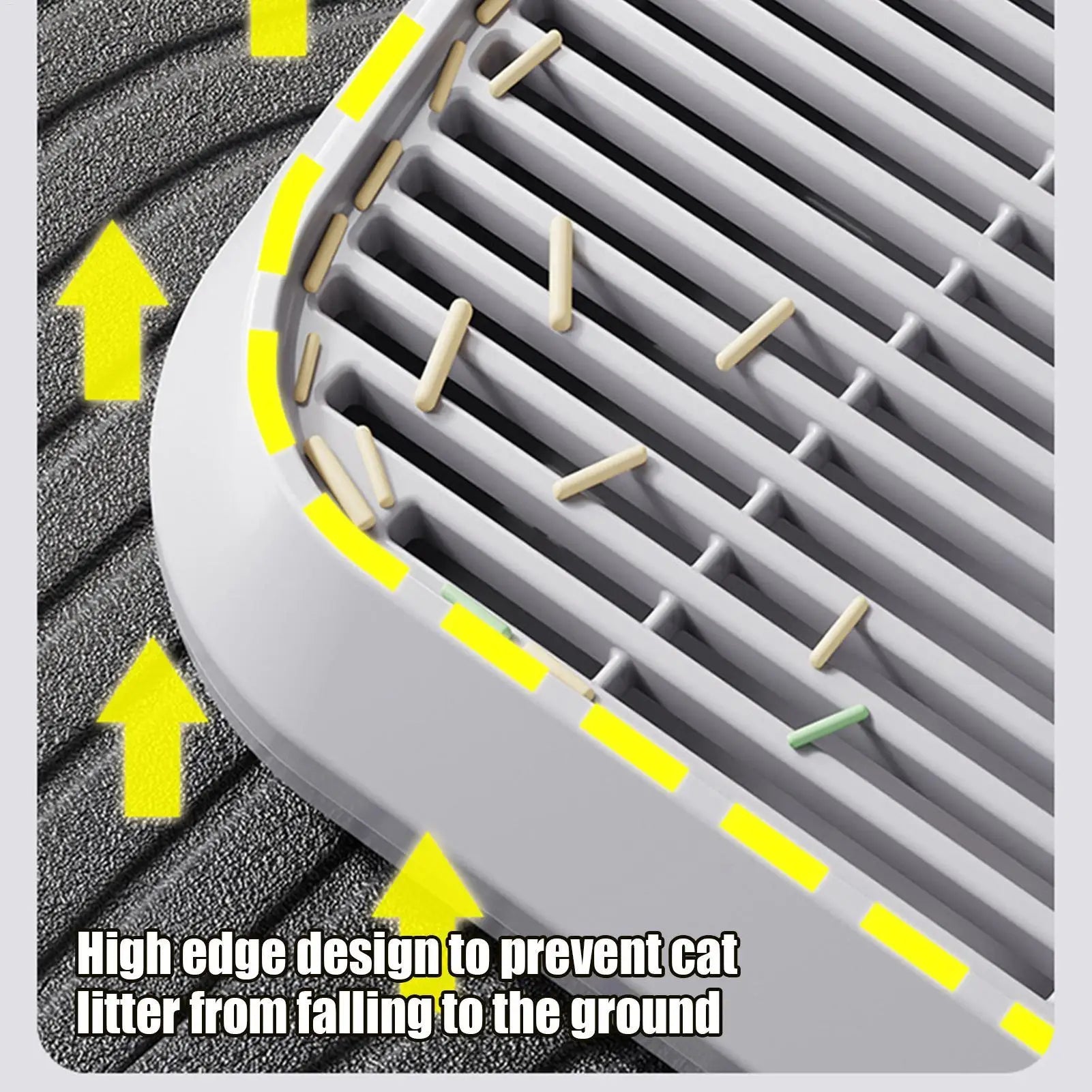 Litter Box Step Cat Litter Catcher Ramp Box Double Layer Elevated Tray with Filter Function Non-Slip Trapper Easy Cleaning