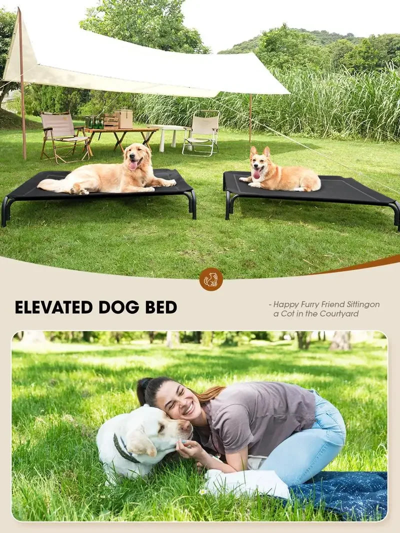 Elevated Dog Bed for Large Dogs Cooling Pet Cot Breathable Mesh Durable Frame Easy Clean Raised Pet Bed Indoor Outdoor Home