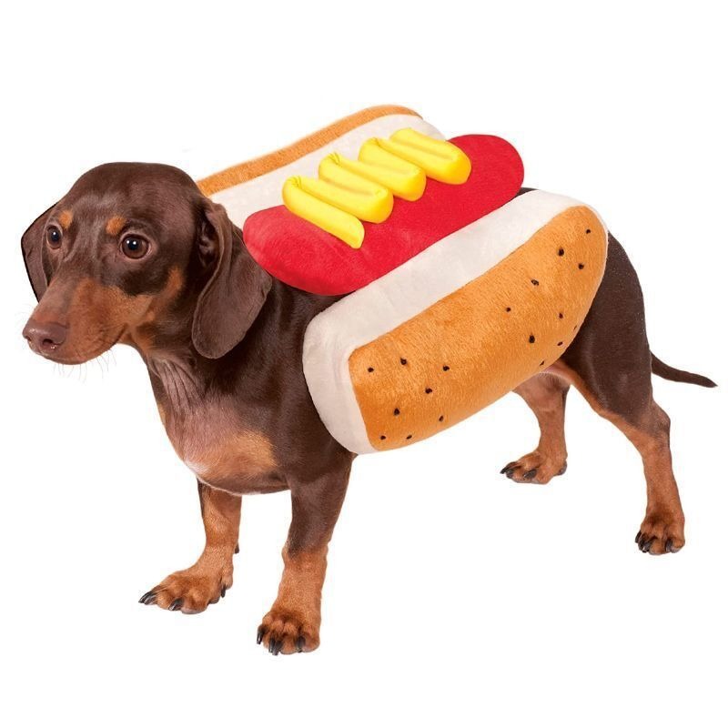 Pet Dress Up Costume Hot Dog Shaped Dachshund Sausage Adjustable Cosplay Clothes Funny Warm for Puppy Dog Cat Dress Up Supplies