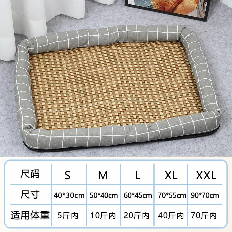 Pet Cat Beds Summer Pet Cooling Mat Pad Lightweight Breathable Rattan Pet Bed Cooling Ice Nest for Small Animal Dogs Mat