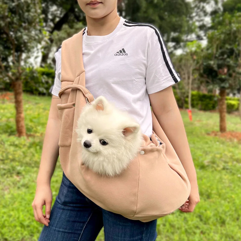 Pet Sling Carrirer Bag for Small Dogs Cats, Cross Shoulder Canvas Carrying Bags Fits Puppies Teddy Chihuahua for Walking Travel