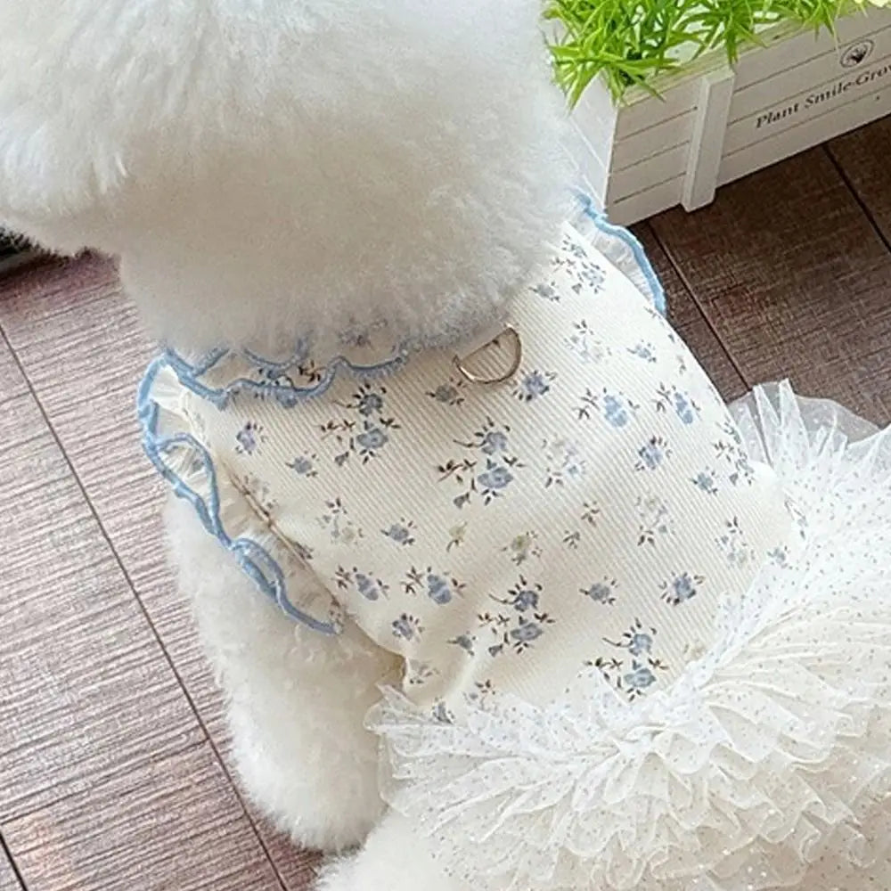 Pet Costumes Summer Thin Pet Floral Dress Sleeveless Breathable Dog Skirt Comfortable Dog Pullover Pet Supplies
