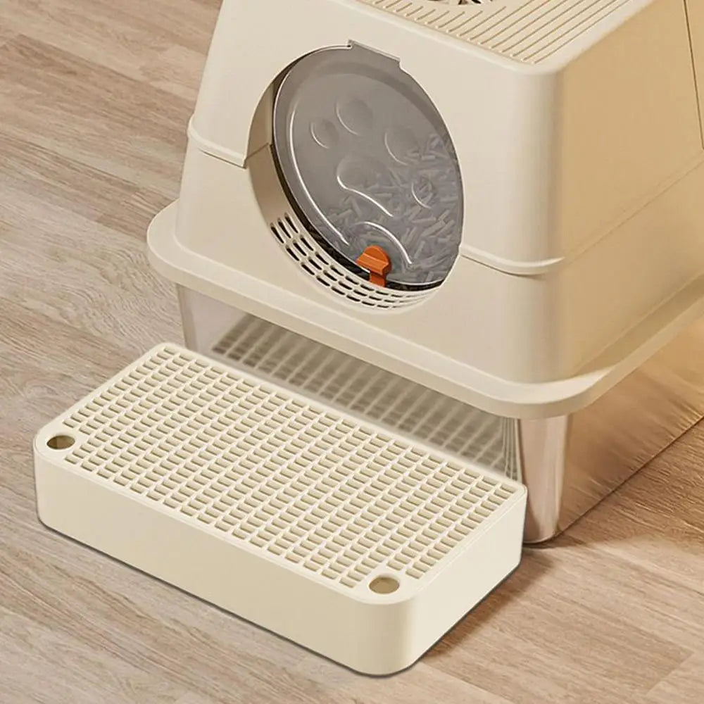 Litter Box Step Cat Litter Station with Filter Function Waterproof Home Kitten Toilet Ramp Pedal for Pet Bunny Animal