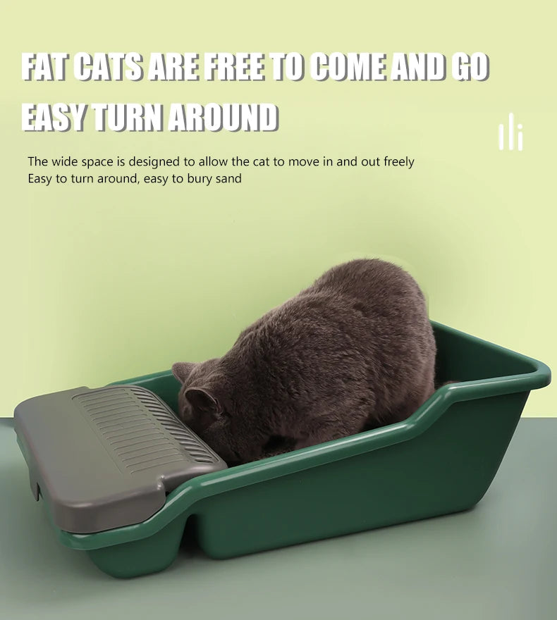 Cat Litter Box, Large Semi-enclosed Cat Toilet, Plastic Large Space, High Fence Cat Litter Box, Pet Supplies