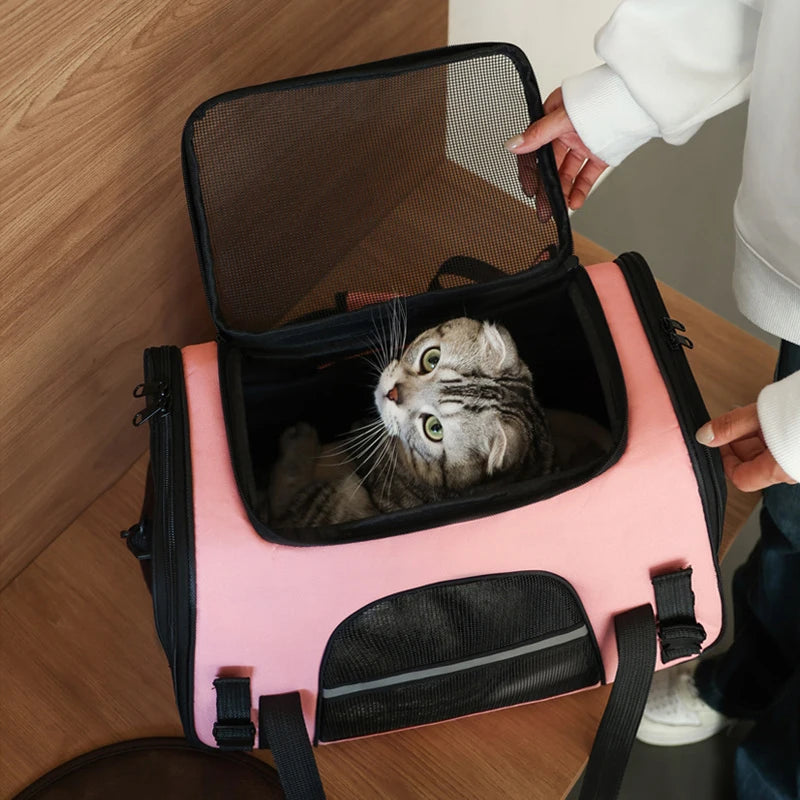 Travel pet bag portable for outdoor carrying one shoulder diagonal cross pet Bag foldable breathable Outgoing Pets Handbag
