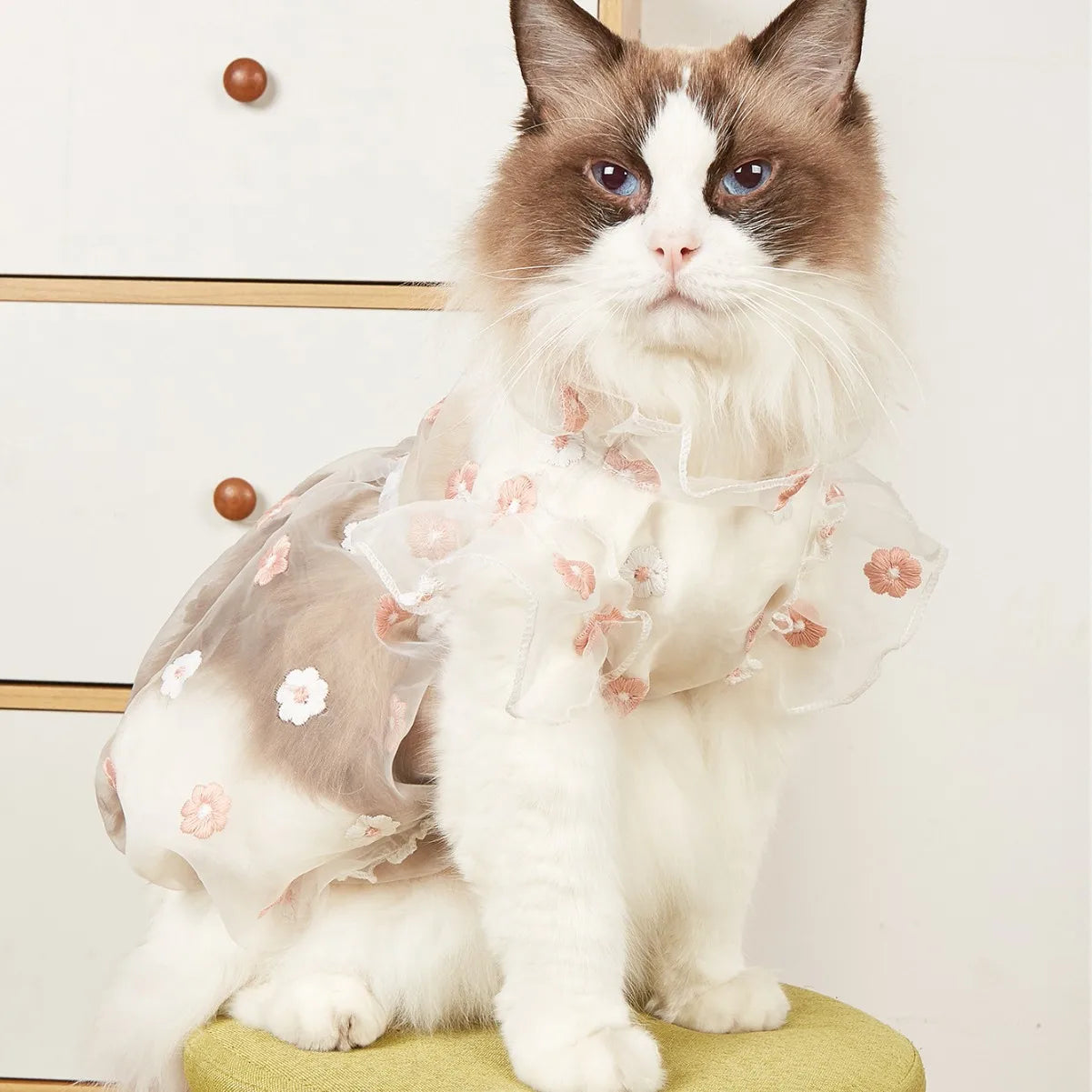 Pet Puppy Organza Embroidered Dasiy Pet Dress Summer Fashion Dog Teddy Cat Dress Chihuahua Pet Clothing