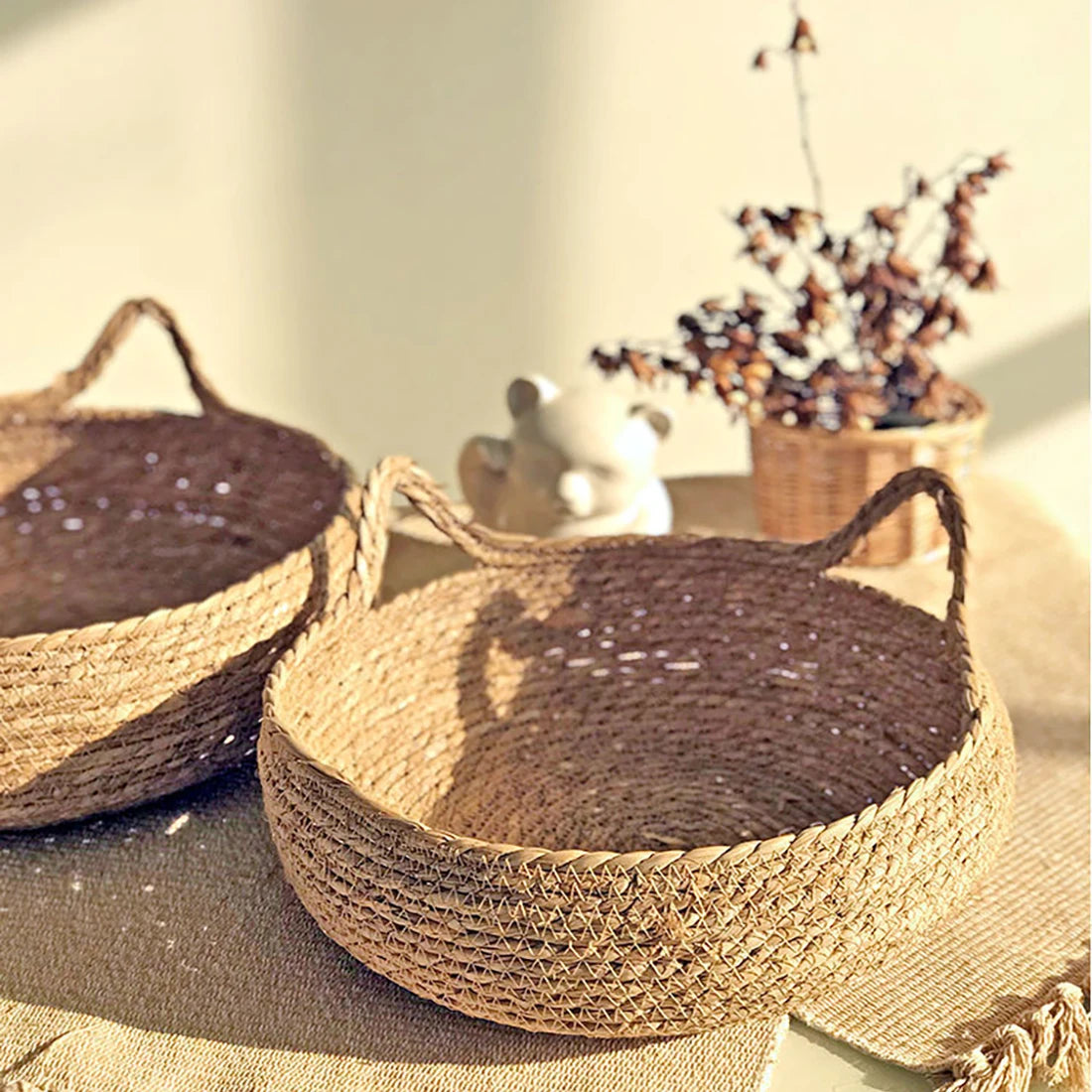 Cat Bed House Dog Kennel Rattan Straw Plaited Kitten Cushion Basket Tent Scratching Board Puppy Cave Nest Mat Indoor Pet Supply