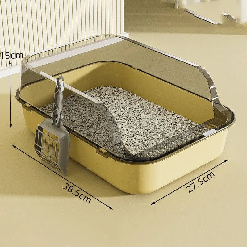 Cat Litter Box with Cat Litter Spatula Semi-enclosed Sandbox for Cats Rabbit Small Animals Cat Tray Kittens Litter Bedpans