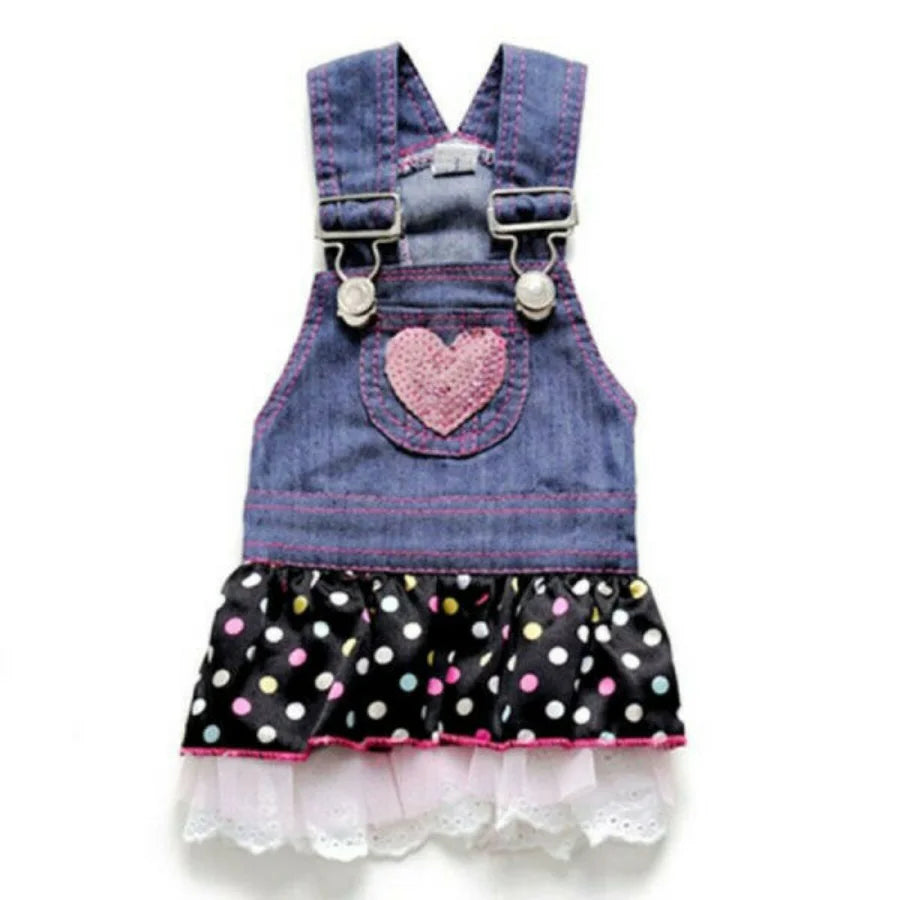 Summer Pet Clothes Dot Dog Dress For Dogs Skirt Spring Denim Dog Wedding Clothes
