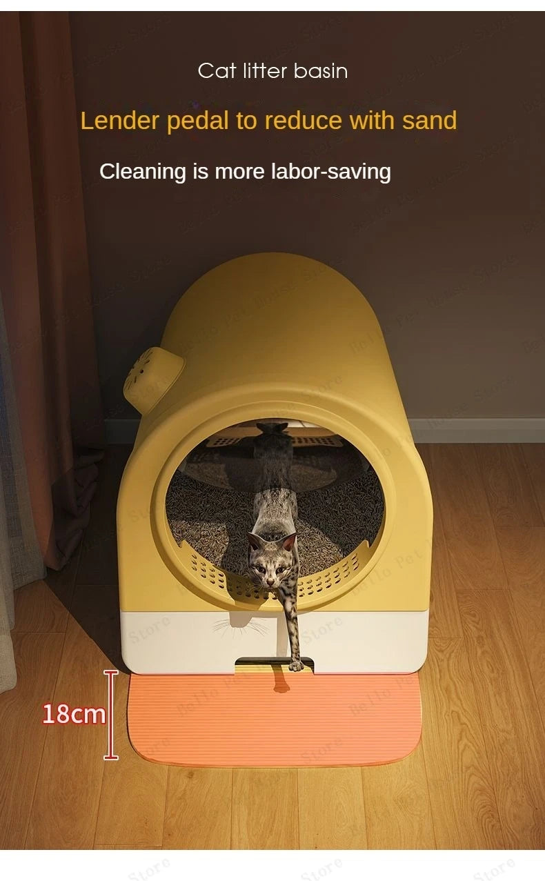 Fully Enclosed Odor-proof Drawer-style Cat Litter Box Extra-large Splash-proof Cat Toilet Space Capsule Cat Litter Box