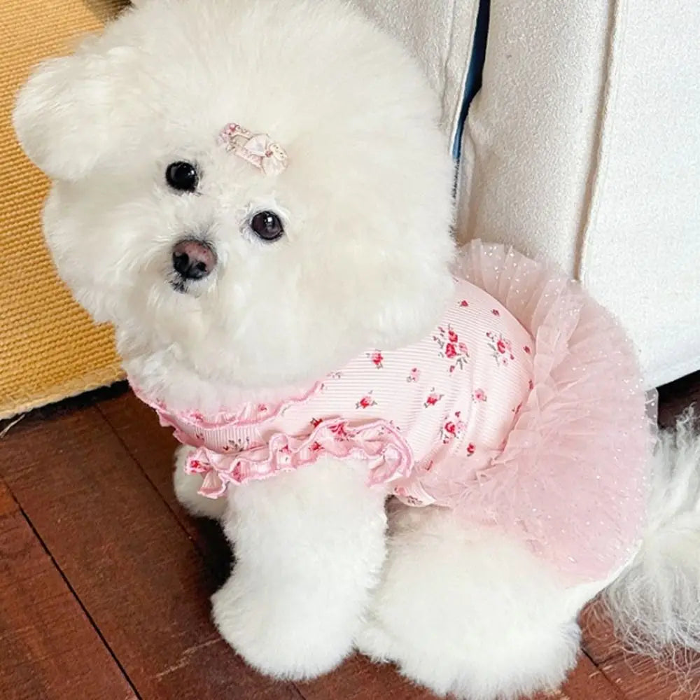 Pet Costumes Summer Thin Pet Floral Dress Sleeveless Comfortable Dog Skirt Breathable Puppy Sweatshirt For Small Dog Cat
