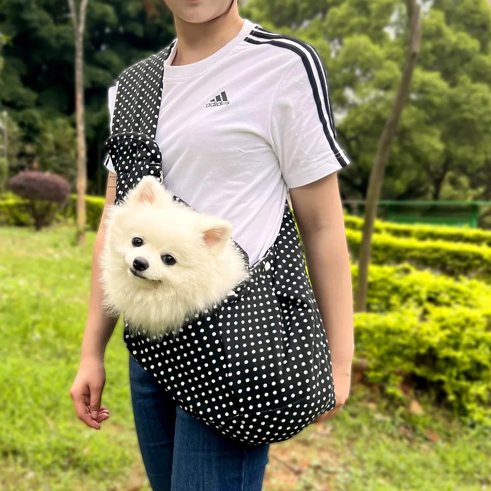 Pet Sling Carrirer Bag for Small Dogs Cats, Cross Shoulder Canvas Carrying Bags Fits Puppies Teddy Chihuahua for Walking Travel