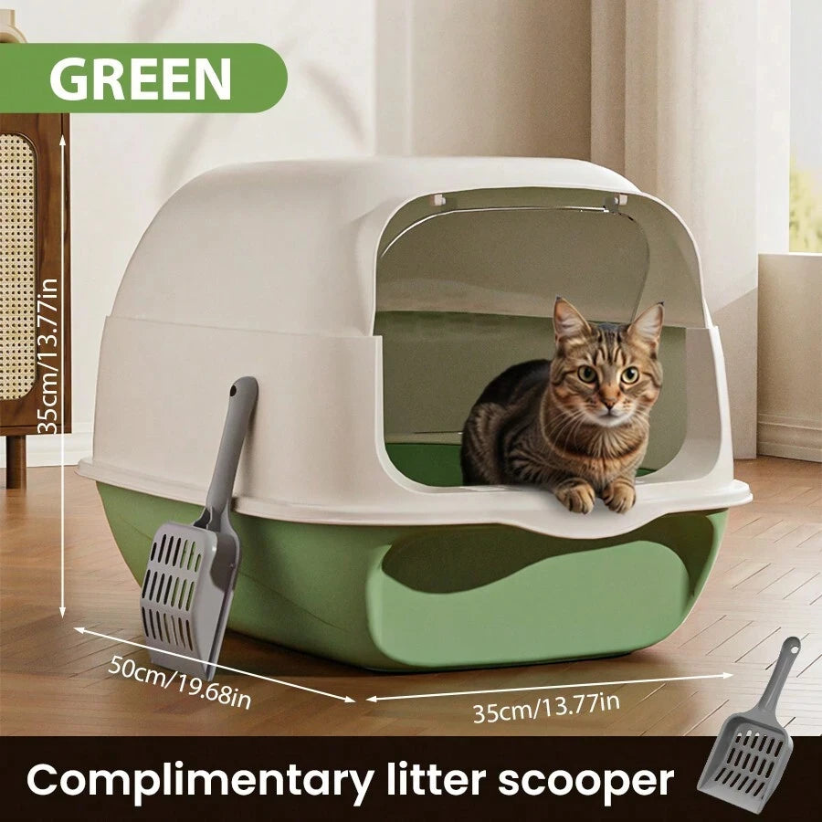 Extra Large Cat Litter Box Anti-Leak Fully Enclosed, Demountabl Semi-Enclosed, Easy To Clean Preventing Outer Splash Large Space