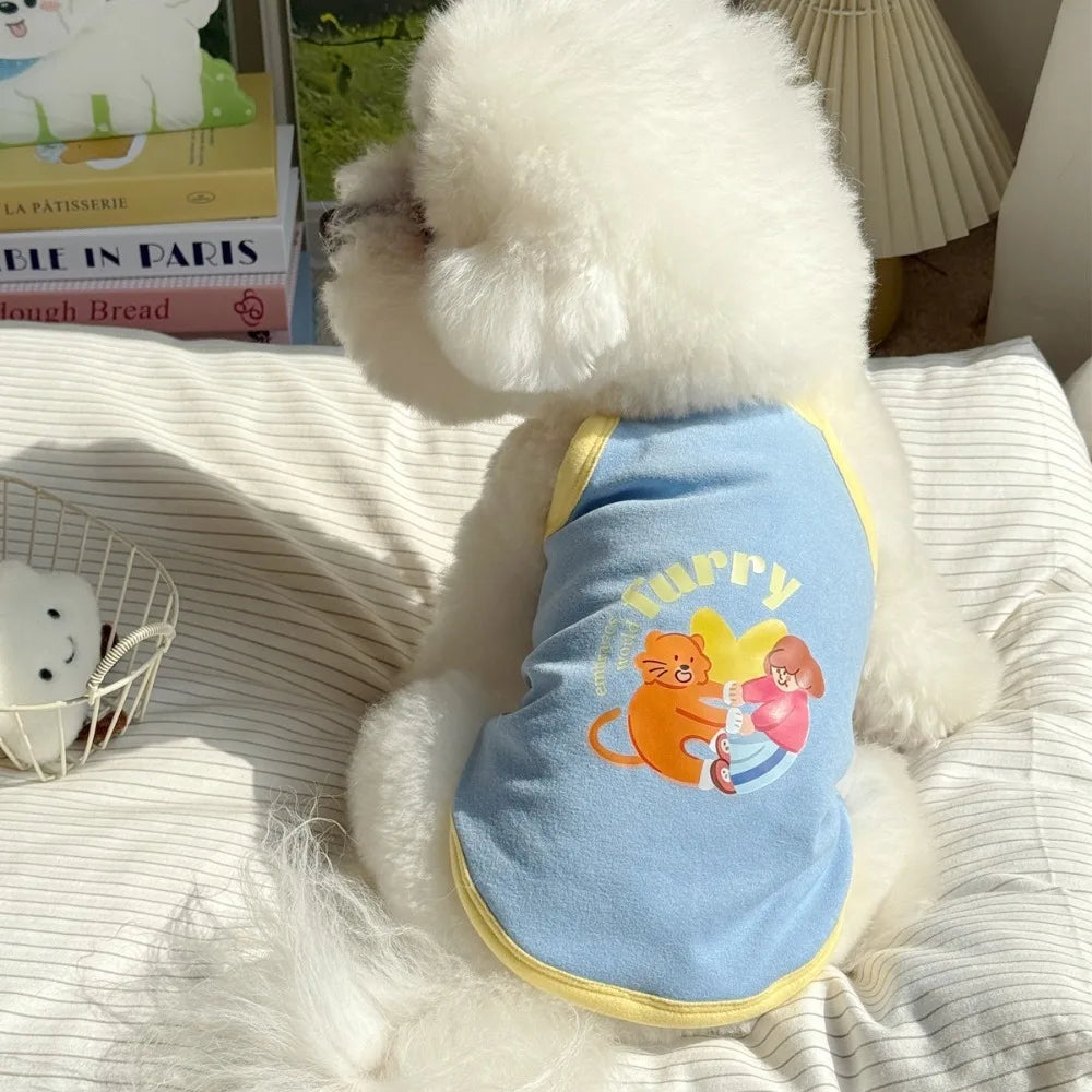 Pet Dresses Thin Strap Dogs Vest Comfortable Fabric Printed Design Puppy Camisole Breathable Soft Small Dog Cat Dress Puppy