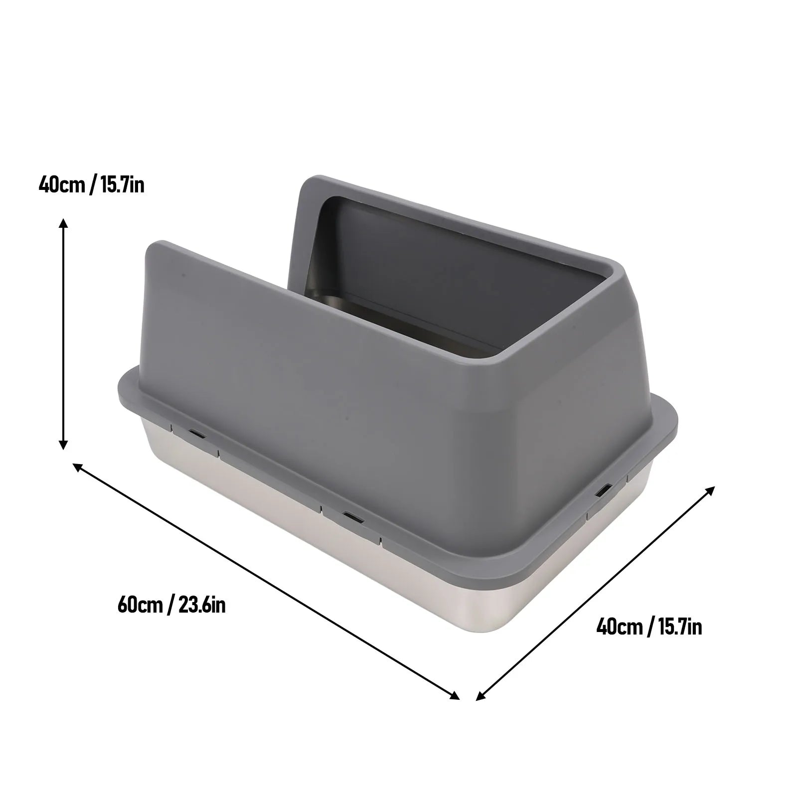 Stainless Steel Enclosed Litter Box Spacious Easy Access Removable Sturdy High Sides Stainless Steel Litter Box for Large Cats