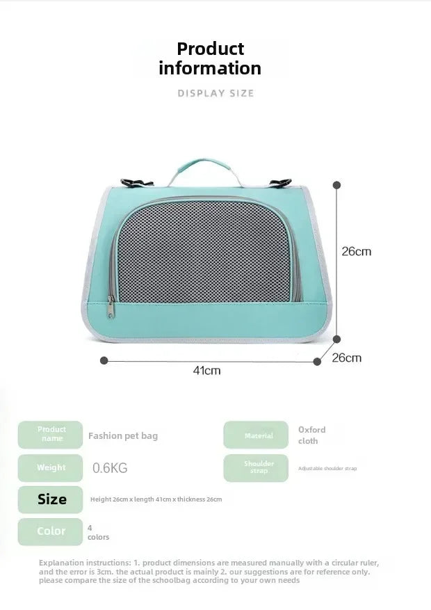 Pet Outing Portable Cat Dogs Handbag Summer Breathable Carrier Travel Puppy Kitten Single Shoulder Bag Pet Carrying Bag Supplie