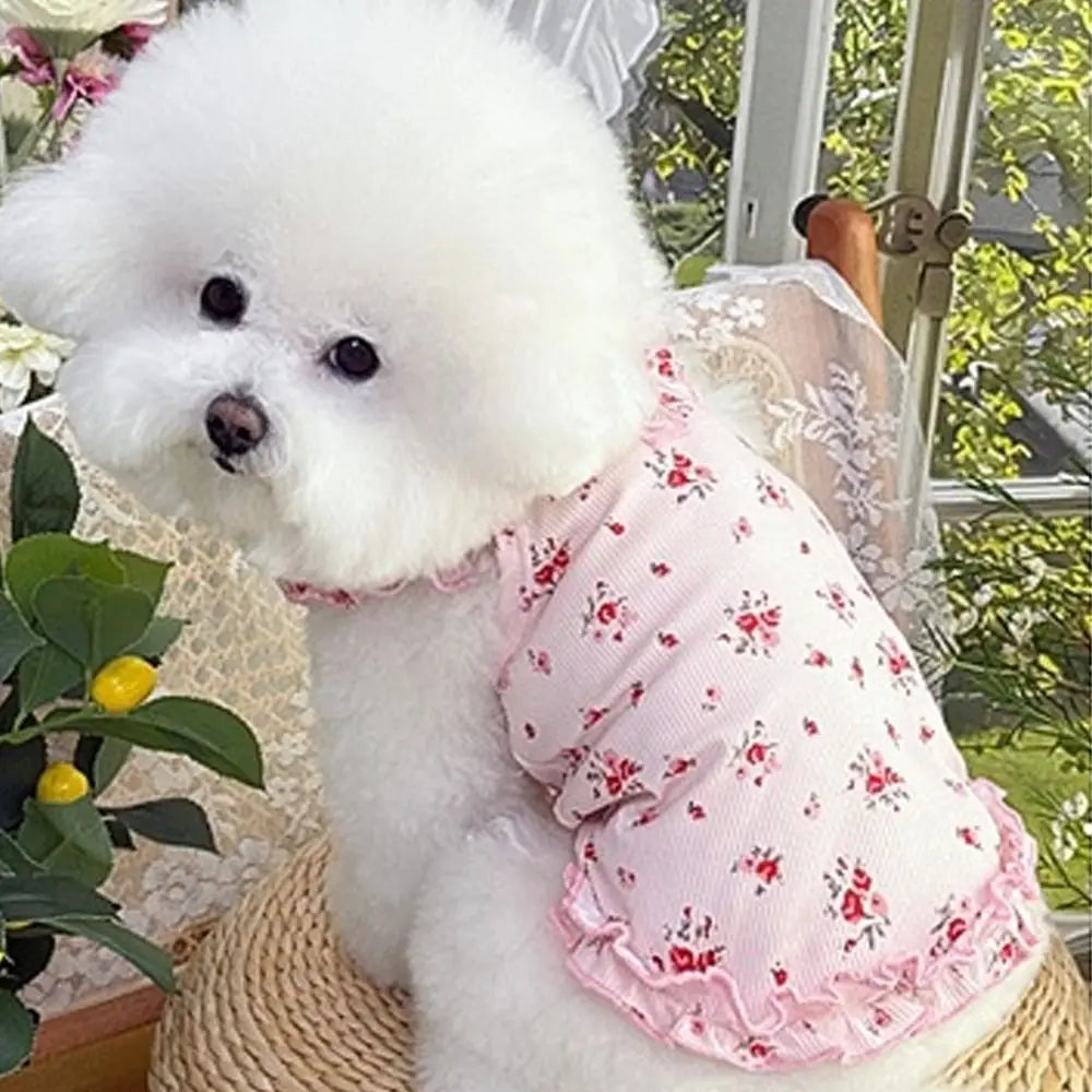 Pet Costumes Summer Thin Pet Floral Dress Sleeveless Comfortable Dog Skirt Breathable Puppy Sweatshirt For Small Dog Cat