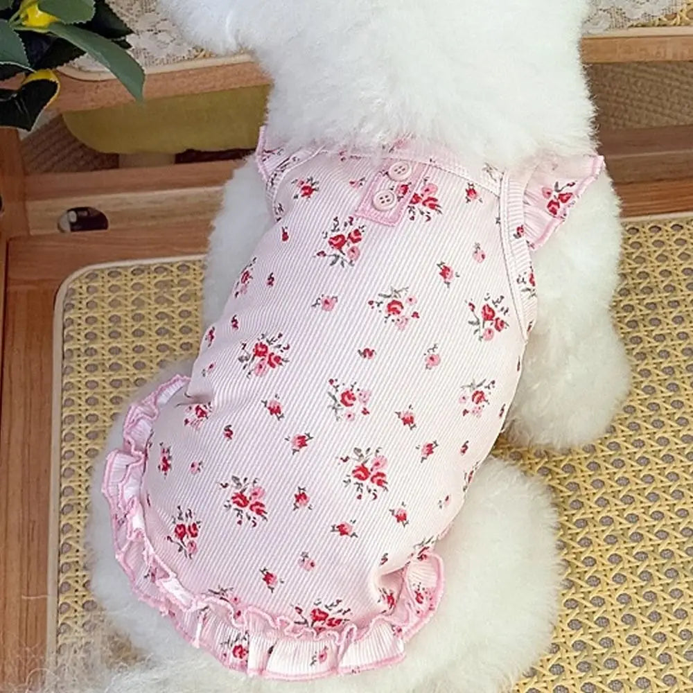 Pet Costumes Summer Thin Pet Floral Dress Sleeveless Comfortable Dog Skirt Breathable Puppy Sweatshirt For Small Dog Cat
