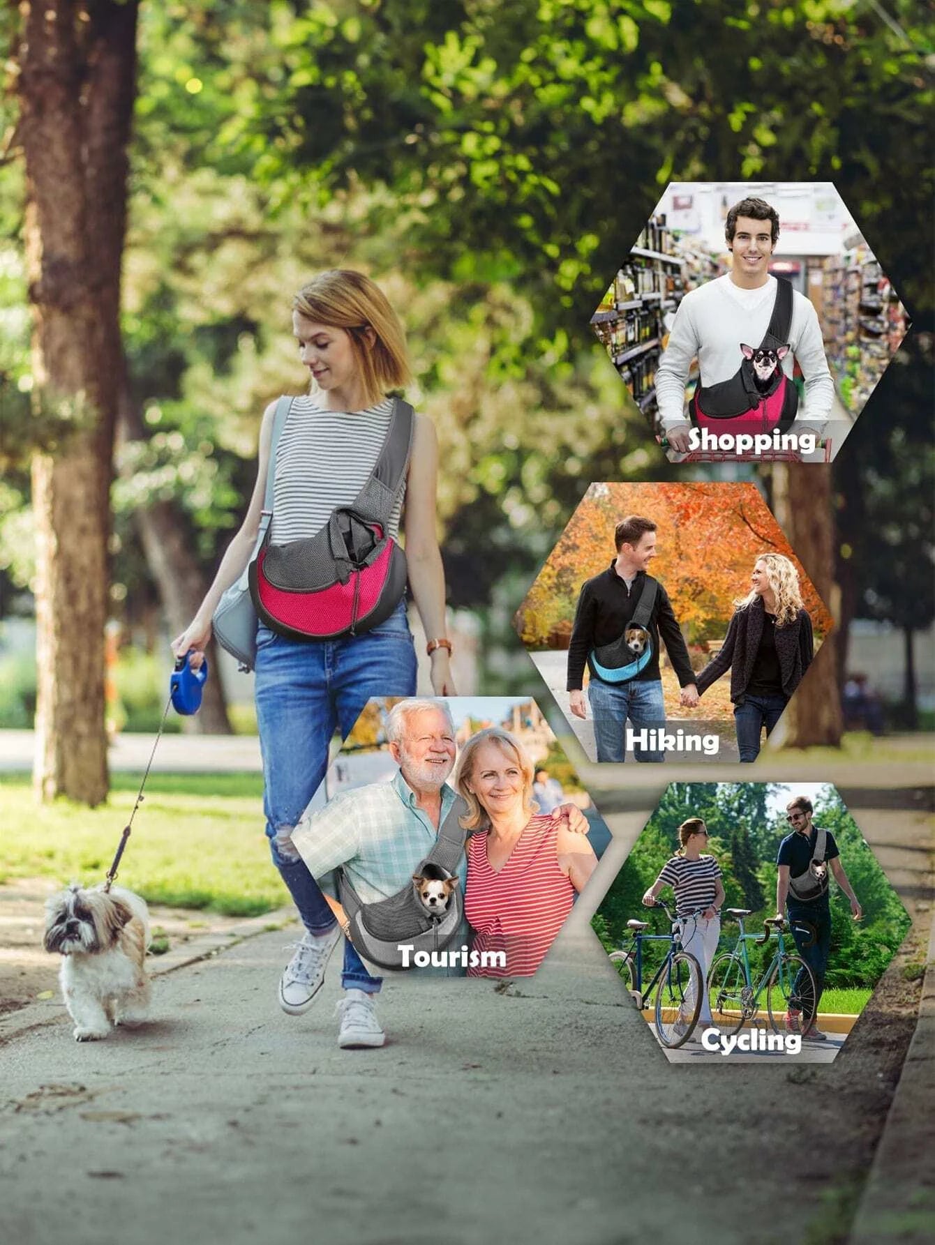 Pet Dog Carrying Bag Sling Carrier Bag Portable Comfortable Breathable Hand Free Shoulder Crossbody Bag for Dogs Accessories