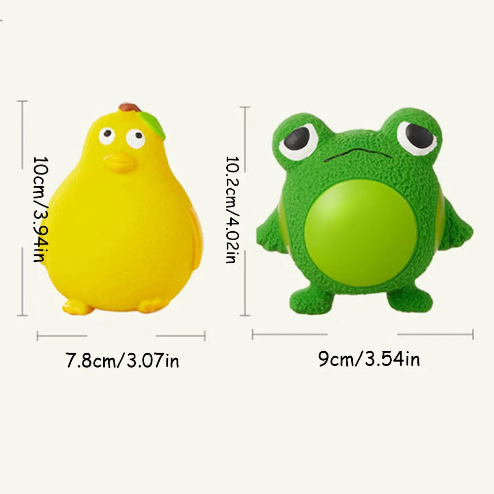 New Dog Toys - Latex Grumpy Frog & Yellow Duck, Squeaky, Teething, Stress-Relief, Interactive Pet Toys for Chewing & Bonding,