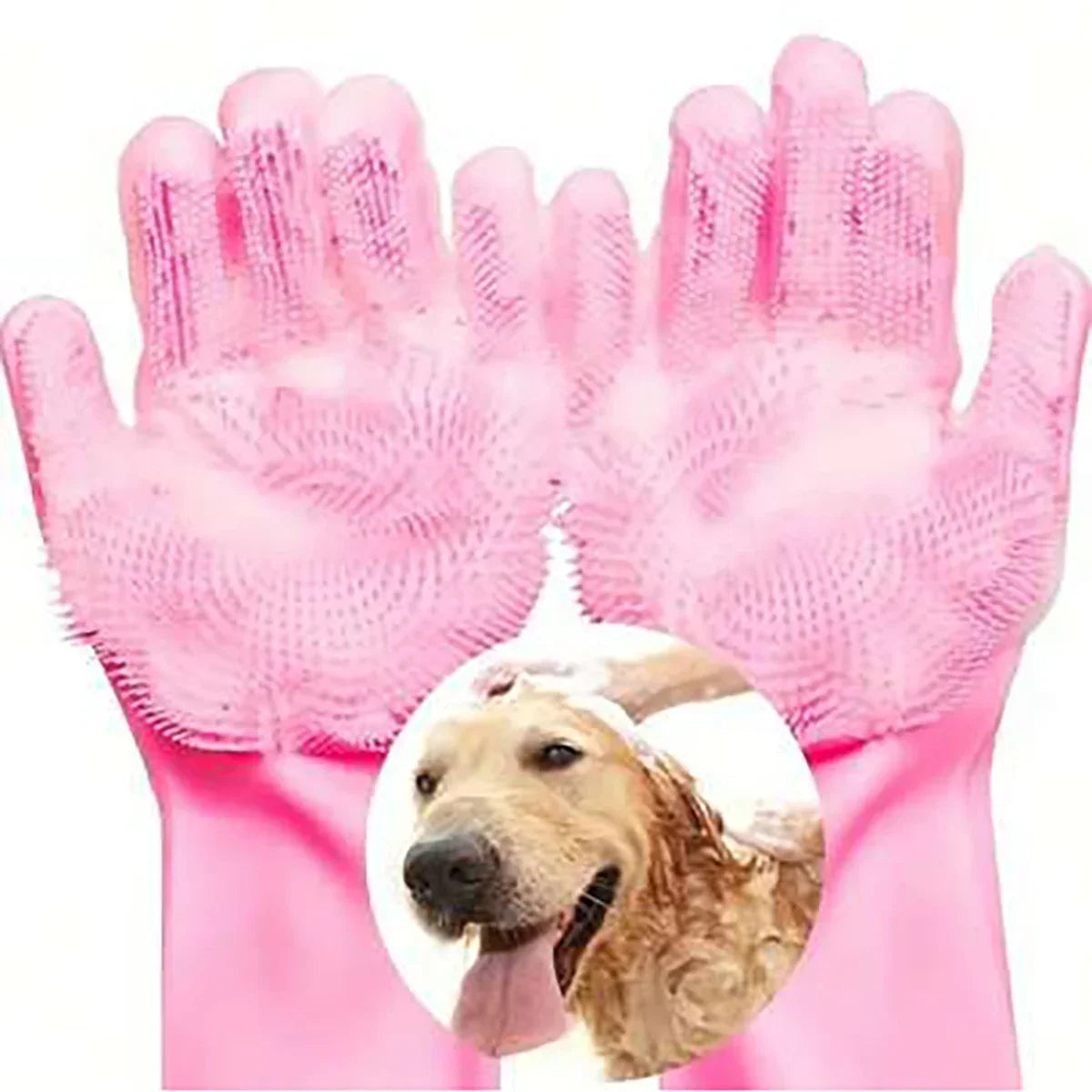 Pet Grooming Bathing Gloves Dog Cat Bathing Shampoo Scrubber Magic Massaging Cleaning Cleanner Sponge Silicon Hair Removal Glove