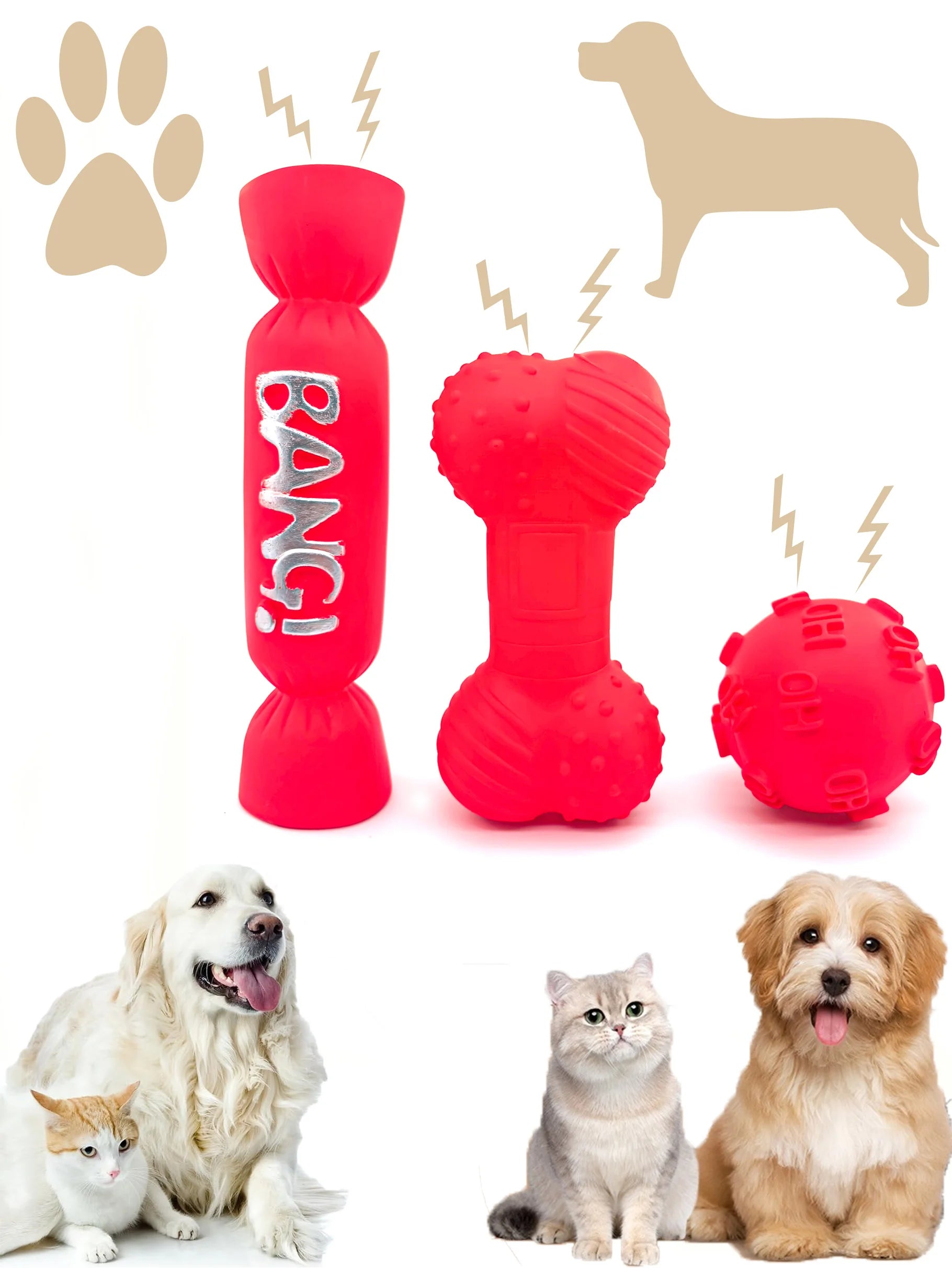 Dog toys, pet sound-making toys, durable chew toys for puppies and young dogs, teeth-cleaning and training toys for dogs