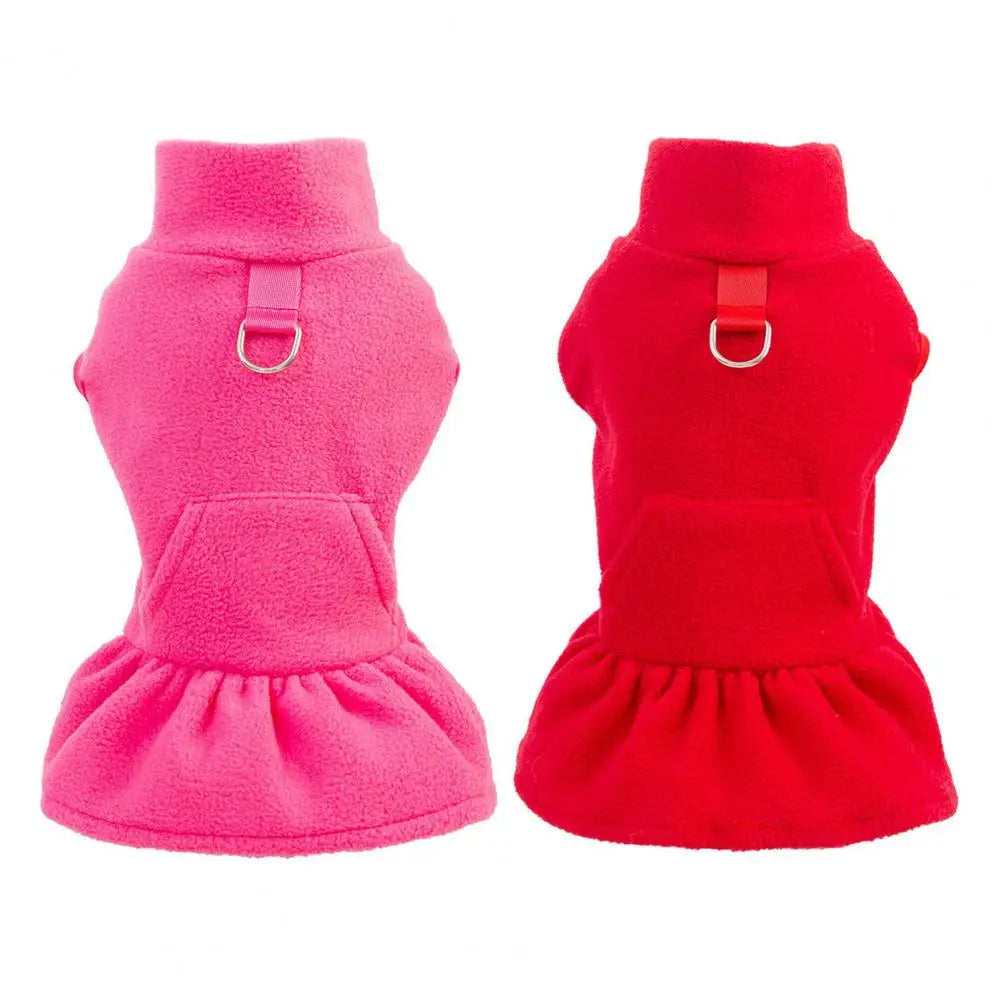 Dog Dress for Small Dogs，Autumn Winter，D-shaped Ring，Fleece Two-legged，Small Medium Dog Puppy Outfit Clothes，Pet Supplies