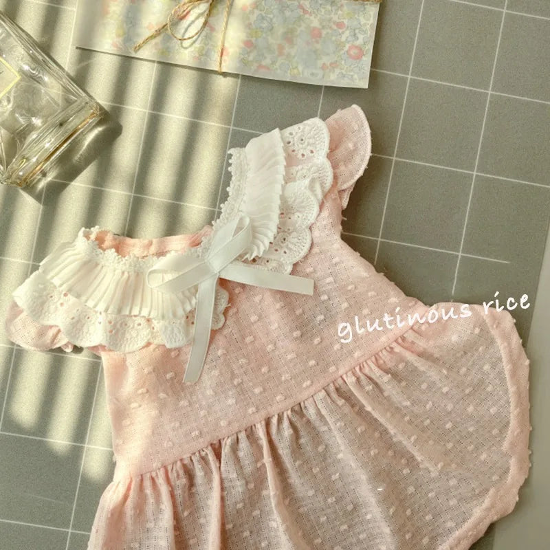 Pet Spring/Summer Dress Cat Clothes Retro Collar Shirt Small Dog Teddy Top Puppy Clothes Dog Dresses for Small Dogs