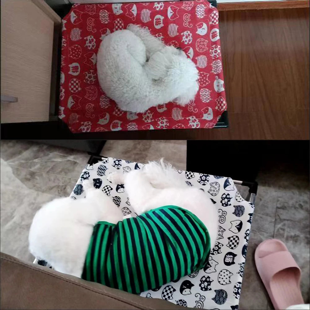 Portable Elevated Dog Bed Outdoor Pet Bed Summer Cat Bed Pet Camping Removable Washable Small Pet Hammock Outdoor Dog Bed